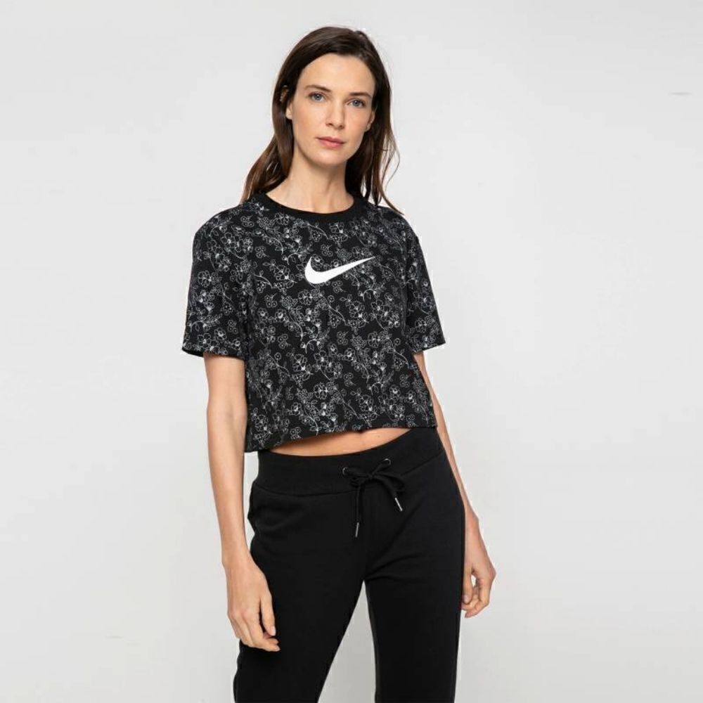 Nike Sportswear NSW Floral Navy Silver Crop Top